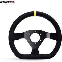 300mm Racing Steering Wheel Flat Suede Car Drift Pc Game Wheels Control Universal PCD-70mm