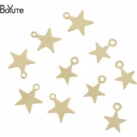 BoYuTe (500 Pieces/Lot) 6MM 8MM Metal Brass Stamping Star Charms for Jewelry Making Diy Handmade Materials Wholesale