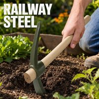 Steel Garden Hoe Pickaxe Multifunctional Weed Puller Hollow Hoe with Wooden Handle Hand Cultivator Weeding Farming Tools