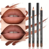2Pcs/Set Lip Liner&Eyeliner,Matte Waterproof Long Lasting Lipstick, Nude&Brown Shades, Smudge Proof Lip Makeup, Lip Shape