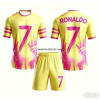 AI Ronaldo #7 Men's and Women's Graffiti Printed T-shirt Shorts Loose Quick Drying Summer Children's Adult Football Sports Set