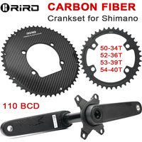AliExpress riro RIRO Carbon Fiber Bicycle Crankset for Shimano 110Bcd Road Bike Crank Set 50-34T 52-36T 53-39T 54-40T 11/12S Chainring Bike Part