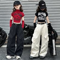 2026 Sommer Neu Teenager Trainingsanzug Mädchen Kleidung Crop Top Buchstaben T-Shirt oder Lange Weite Cargo-Hose Kinder Hip Hop 4 8 10 12 14 Jahre