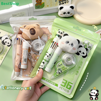 ✍Cute Panda & Capybara Plush Stationery Set – Portable School Supplies Kit with Correction Tape & Pens