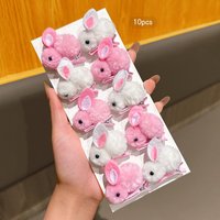10 small and cute white and pink rabbit hair clips, suitable for daily use as hair accessories