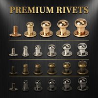 20 Sets 5/6/7/8/10/12MM Round Knob Rivets Metal Monk Head Screws Studs Alloy Nail Buckle Tack Cloth Button Bag Leather Crafts