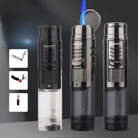 HONEST Transparent Gas Lighters Jet Butane Flint Multi-uses Two Torch Lighter Windproof Cigarette Cigar Lighter Gadgets for Men