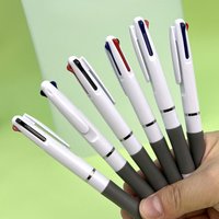6pcs 3-in-1 Retractable Ballpoint Pens, Black Blue Red Ink, Soft Grip, for School Office Use