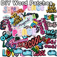 5/22PCS DIY Word Patches Embroidery Mix Patterns Iron On/Sew On Applique for Clothes Backpacks T-Shirt Jeans Skirt Scarf Hat Bag