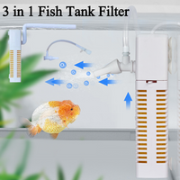3 in 1 Fish Tank Filter Silent Built-in Circulating Pump Waterproof Air Oxygen Aerator Submersible Pump for Tank Pond Aquarium