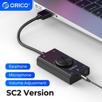 ORICO Sound Card External USB Interface 3.5mm Stereo Microphone Audio Volume Adjustment Free Drive Adapter for Laptop PS4 Headse