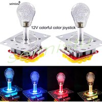2Pcs 12V LED colorful flashing Illuminated joystick 5pin dual-plug arcade joystick, for fishing game toy crane claw game machine