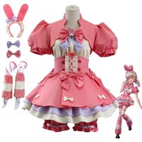 Identity V Lily Barrier Cheerleader Cosplay Costume Pink Dress Uniform with Wig for Anime Role Play Women Halloween Carnival