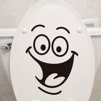 1pc Cute and Creative Happy Expression Toilet Sticker - Waterproof Bathroom Wall Decal for Fun and Personalization