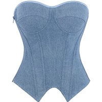 Zipper Sexy Bustier Corset Top Gothic Lace Up Denim Fabric Overbust Corselet Steampunk Body Shapewear Women Slimming Korset
