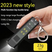 Porte-clés multifonction, Mini lampe torche LED, Rechargeable, 7 Modes d'éclairage, Camping, pêche, petite lampe de poche forte