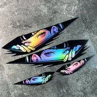 AliExpress NONE 1 Set Anime Eyes Stickers Laser Effect JDM Style for Cars Motorcycles Bicycles