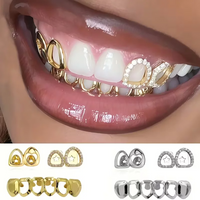 3Pcs Unisex Hip Hop Hollow-Out Shiny Teeth Accessory for Halloween Performance And Holiday Party Gift