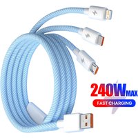 3 In1 Fast Charging Cable Cord For iPhone Xiaomi Micro USB Type C Charger Cable Multi Port Multiple Usb Charging Wire Line 1.2m
