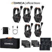COMICA Seekcom S1 2.4GHz Wireless Headset Intercom System with AI/ENC Denoise,500M, talkback headphones for Group Communication