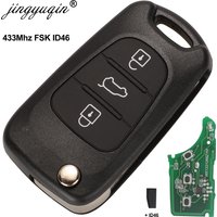 jingyuqin 3 Buttons For Hyundai IX35 I30 ELANTRA Tucson SONATA NF Flip Folding Car Remote Key 433Mhz FSK ID46 Chip Fob