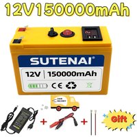 12V Battery 150Ah 18650 lithium battery pack Rechargeable battery for solar energy electric vehicle battery+12.6v3A charger