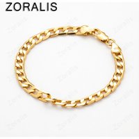 18k Gold Bracelet Cuban Chain Men's Trendy Bracelet Sideways Silver Bracelet 6mm Bracelet Men & Women Jewelry