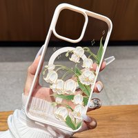 Floral Print Phone Case For iPhone 17 16 15 14 13 12 11 Pro XS Max X XR Plus Air 17E 16E Magnetic Clear Back Cover Color Border