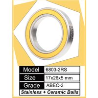 AliExpress FUSHI 6803-2RS Stainless Bearing 17*26*5 mm ( 1 PC ) ABEC-3 6803 RS Bicycle Hub Front Rear Hubs Wheel 17 26 5 Ceramic Balls Bearings