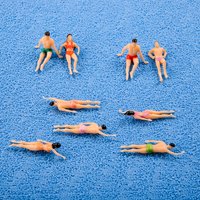 100pcs Diy Scale Miniature Swimming Figures Model Seabeach Painted People Architecture Building Materials for Diorama