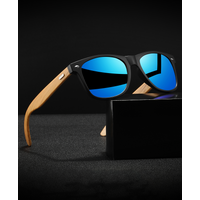 AliExpress VEGUEROS Classic Square Sports Sunglasses - Bamboo Texture Temples & Silver Rivets, UV400 Comfort Fit for Cycling, Fishing, Beach