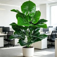 1 Pc Real Touch Round-Leaf Elephant Ear Tree 60-105cm, Artificial Fake Alocasia for Indoor Garden Home Office Party Decor