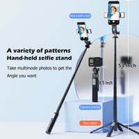 53-Inch Aluminum Alloy Selfie Stick Tripod 360° Rotation Extendable Stand with Remote/Fill Light for iOS/Android/Camera/GoPro