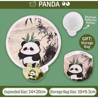 Handheld Fan Folding Handle Cooling Tool Outdoor Cooling Cute Panda CatS Print Kawaii Circle Fan Women Girls Daily Travel Prop