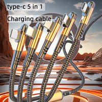 5-in-1 mobile phone charging cable A towed 5-elbow data cable is suitable for Android Huawei Type-C car
