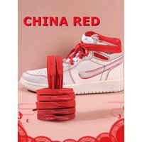 1Pair Fashion China Red Shoelace Flat Waxing Laces for Shoes Round Shoelaces for Sneakers AF1/AJ White Sport Shoe laces