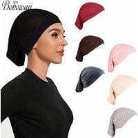 BOHOWAII Muslimische Innere Unter Hijab Kappe Ramadan Afrikanischen Hut Malaysische Modale Baumwolle Instant Motorhaube Femme Musulman Stirnband