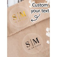 30-240pcs Custom Wedding Initial Stickers, Personalized Name/Date Stickers, Customized Round Stickers, Customizable Stickers,
