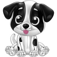 CYCUFF 925 Sterling Silver Cute Black And White Puppy Pendants Bracelet Charms Fit Necklace Jewelry Party Beads DIY Fine Gifts