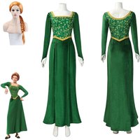 Shrek Cosplay Costume Anime Princess Green Dress Fiona Dress Shrek Cosplay Costume Women Sexy Velvet Halloween Carnival Clothes