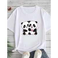 Women's Large Size Printed round Neck Short Sleeve T-shirt 1-7XL Comfortable Casual Top in European Style