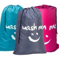 Smiley print laundry bag storage bag drawstring dirty clothes bag