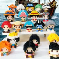 One Piece Miniature Building Blocks Toy: Joba, Ace, Bucky, Luffy 3D Anime Model Assembly Building Blocks Gift