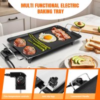 Large Electric Teppanyaki Grill,Smokeless Table Top Barbecue with Non-Stick Plate for Indoor& Kitchen Dinner Party Outdoor Cook