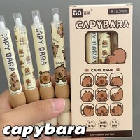 4Pcs/Set Capybara Soft Grip Gel Pen Cute Cartoon Retractable Gel Pens 0.5mm Black Ink Student Writing Pen Kawaii Stationery