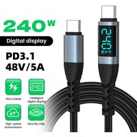 240W Type C to Type C Cable Fast Charging USB C Data Cable For Iphone 15 16 Samsung Xiaomi Tablet Digital Display Type C Cable