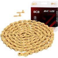 BUCKLOS 8 Speed Chain Gold 116 Link Bicycle Chain 8V MTB Current Road Univesal 8s Bike Chain for Shimano Mountain Cycling Parts