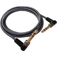 1/4 Inch TRS Instrument Cable Right Angle 6.35mm Male Jack Stereo Audio Interconnect Cord for Bass Keyboard Mixer Amp