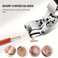Curved Nail Clipper Stainless Steel Toenail Clippers for Seniors Wide Jaw Angled Head Concave Blade Nail Clippers Pedicure Tools