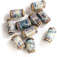 17#10pcs Small cylindrical Shape Ceramic Porcelain Pendant Jewelry Making Beads Handmade Materials For Bracelet Necklace #XN190